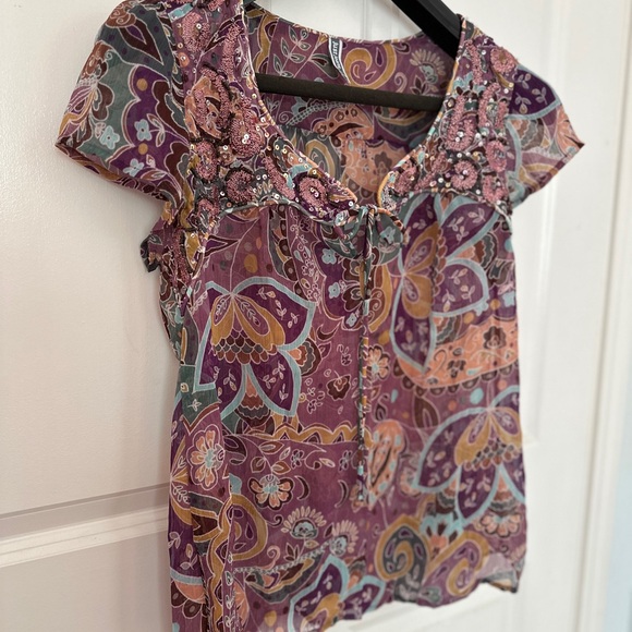 Pink Short Sleeves Bohemian Scrolls Smocked
Top Size 12 - Picture 2 of 8